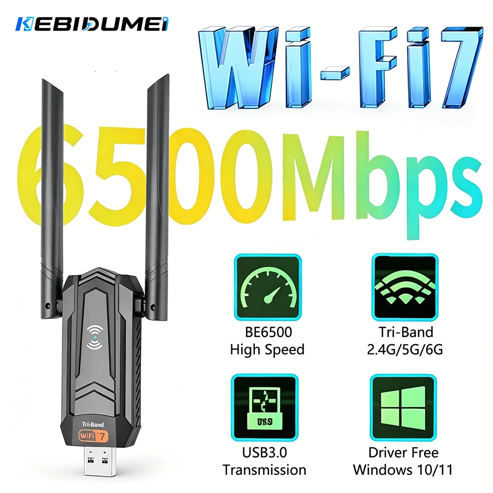 Wifi 7 Router Be6500 - Adattatore WiFi7 USB3.0 Kebidumei BE6500 Tri-Band