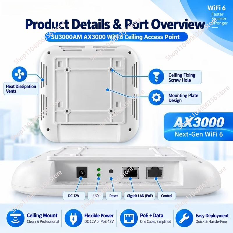 AX3000, punto di accesso wirel - Wifi 6 Access Point Ceiling Poe recensione e prezzo