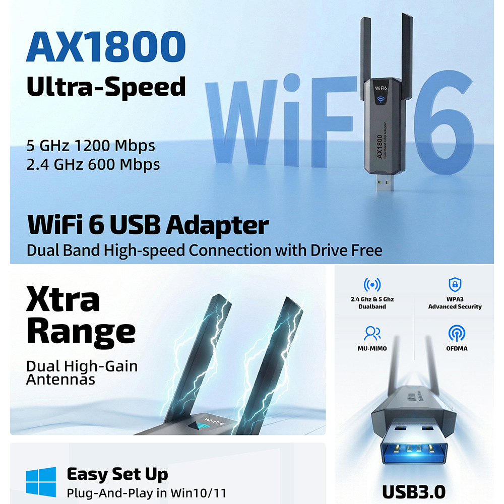 KEBIDUMEI AX1800 Adattatore US - Wifi 6 Usb Adapter Ax1800 recensione e prezzo