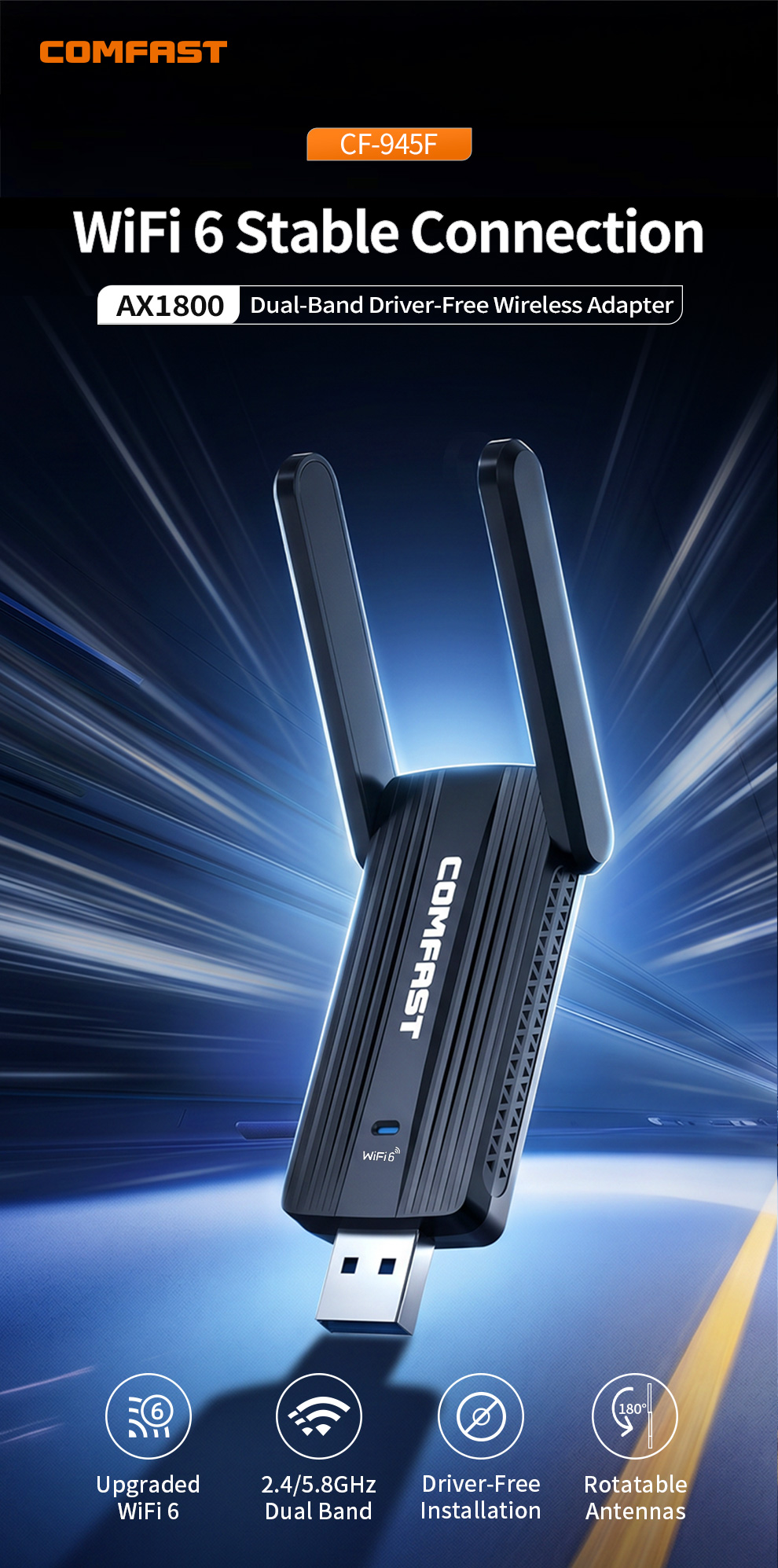 COMFAST AX1800 Adattatore USB  - Wifi 6 Usb Adapter Ax1800 recensione e prezzo