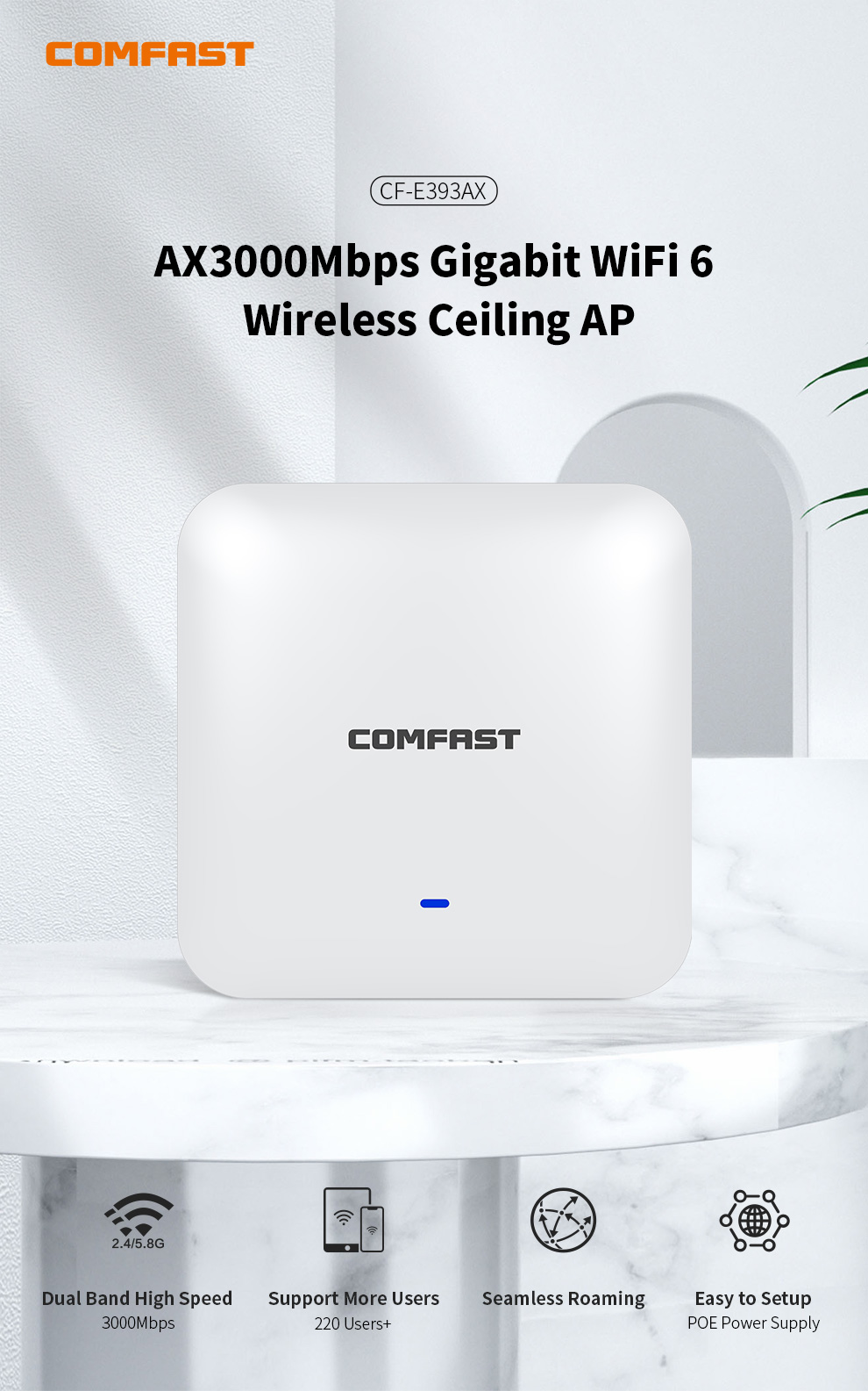 COMFAST WiFi6 Soffitto ad alta - Wifi 6 Access Point Ceiling Poe recensione e prezzo